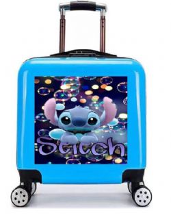VALISE DELUXE STITCH AVEC BULLES JAUNE AVEC SERRURE 18